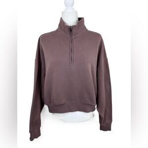 Athleta Forever Cropped Fleece 1/4 Zip Sweatshirt